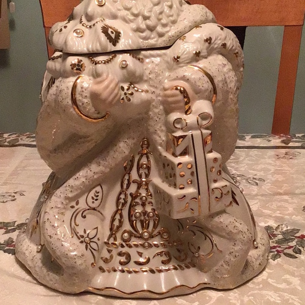 LENOX FLORENTINE AND PEARL SANTA COOKIE JAR A VERY RARE FIND - Picture 3 of 9